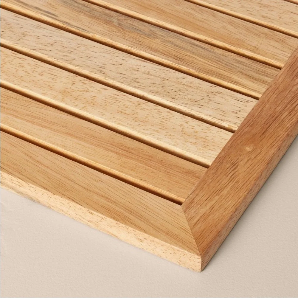 HEARTH & HAND NWT wooden slat bath mat -brown -14x23